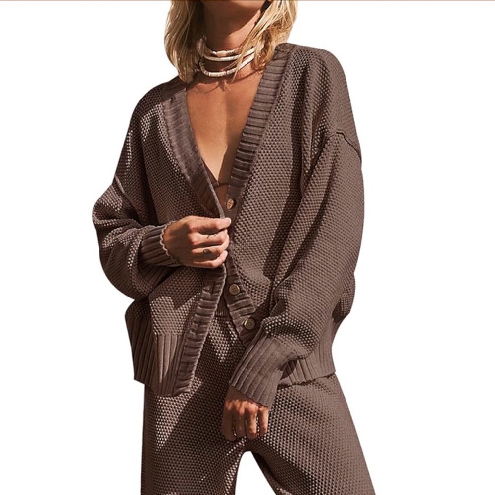 Women's Brown Textured Pantsuit